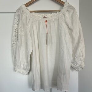 Knox Rose White Blouse with Puff Sleeves and Smocked Style